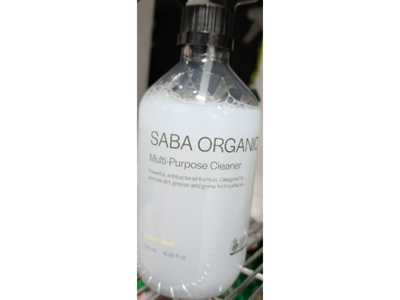 Saba Organic Multi-Purpose Cleanser, Lemon Blast, 16.90 fl oz/500 mL