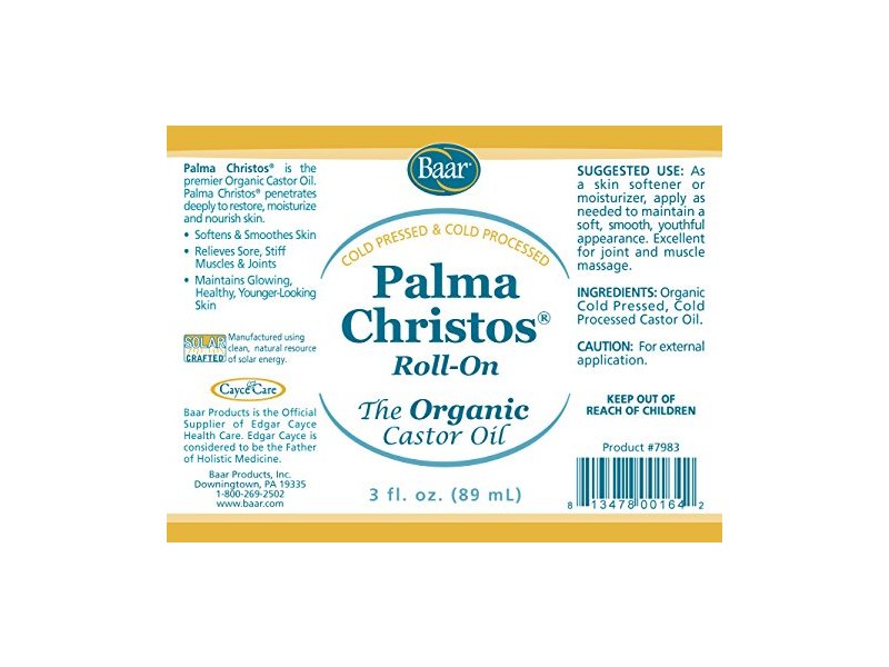 Palma Christos Roll-On, Organic Castor Oil 3 oz