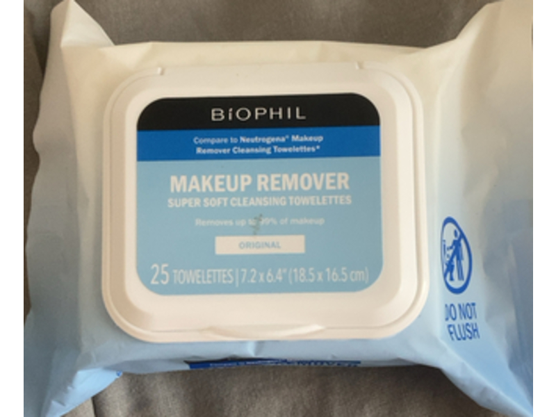 Biophil Makeup Remover Super Soft Cleansing Towelettes, Original, 25 Count