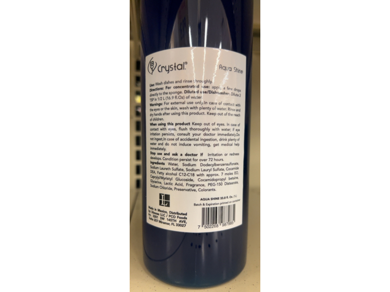 Crystal Ultra Shine Dishwashing Liquid, 33.8 fl oz/1 L