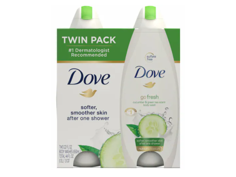 Dove Refresh Body Wash Twin Pack, Cucumber & Green Tea, 22 fl oz/650 mL