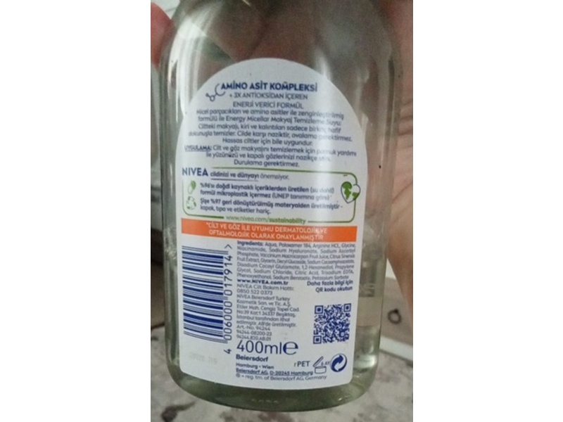 Nivea Energy Micellar Water, 400 mL