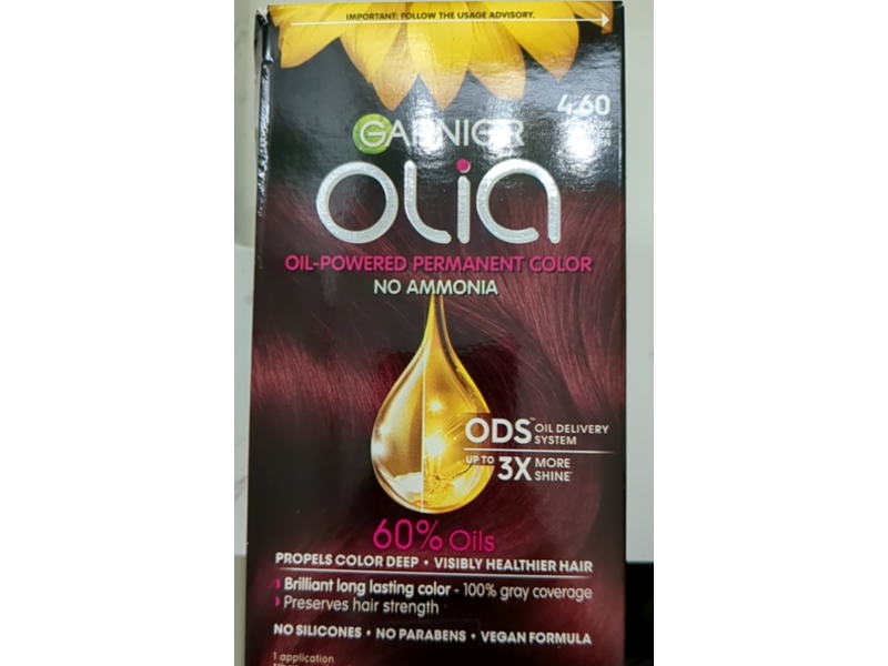 Garnier Olia Oil Powered Permanent Color, 4:60 Dark Intense Auburn