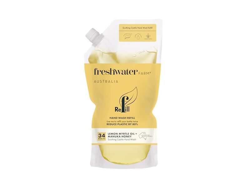 Freshwater Farm Australia Hand Wash Refill, Lemon Myrtle Oil+Manuka Honey, 34 fl oz/1 L