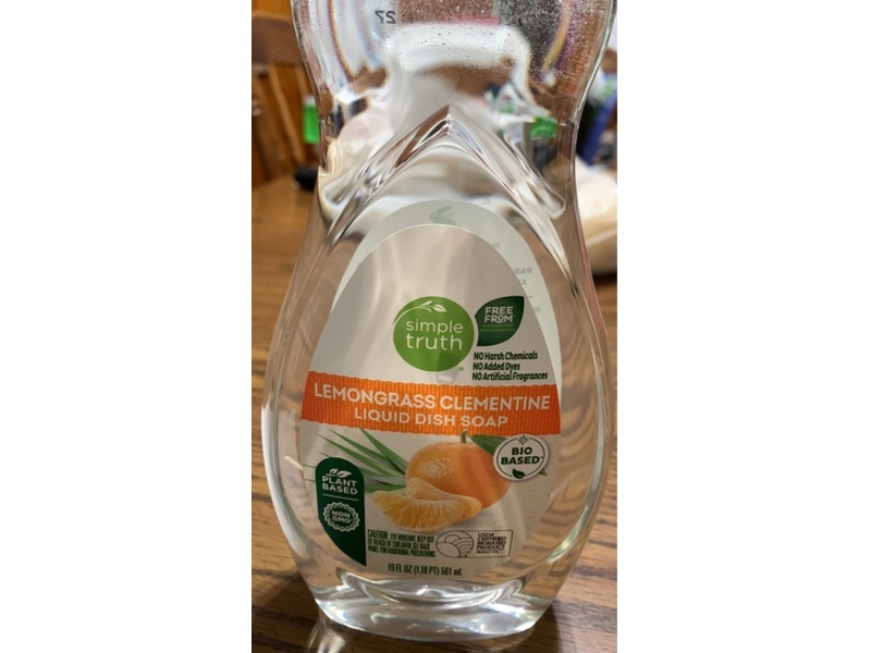 Simple Truth Liquid Dish Soap, Lemongrass Clementine, 19 fl oz/561 mL