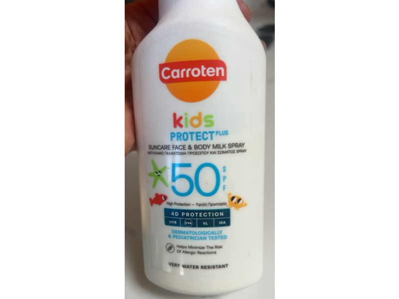 Carroten Kids Sun Care Face & Body Milk Spray, SPF 50, 270 mL