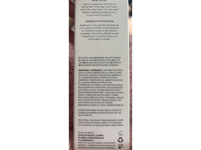 Phlur Missing Person Body Oil, 4 fl oz/120 mL