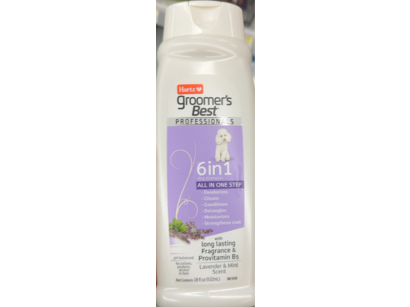 Hartz Groomer's Best 6 In 1 Shampoo, Lavender & Mint Scent, 18 fl oz/532 mL