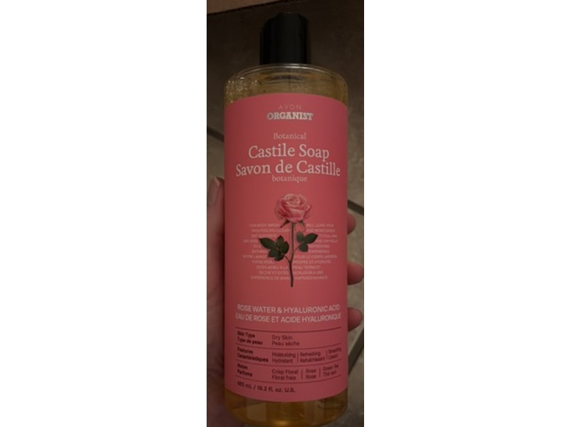 Avon Organist Botanical Castile Soap, Rose Water And Hyaluronic Acid, 16.2 fl oz/480 mL