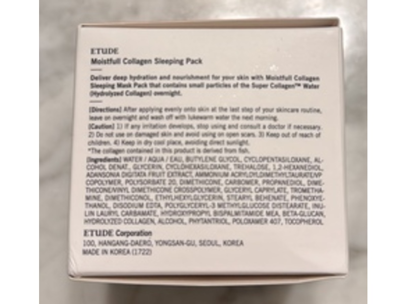 Etude Moistfull Collagen Sleeping Pack, 3.38 fl oz/100 mL