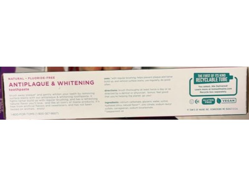 Tom's Antiplaque & Whitening Teeth paste, Peppermint, 5.5 oz