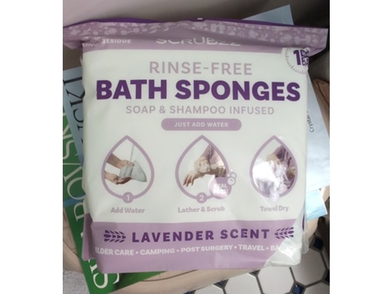 Scrubzz Soap & Shampoo Infused Bath Sponges, Lavender Scent, 25 Count, Pack Of 2