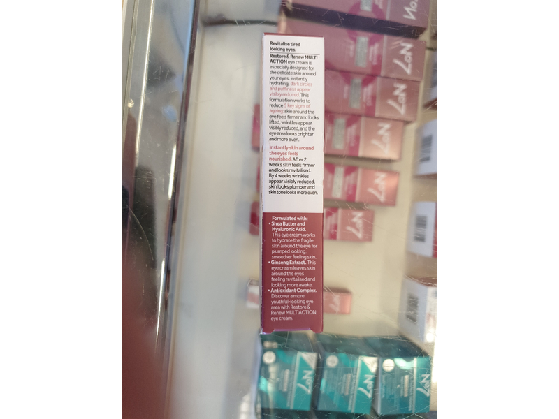 No7 Restore & Renew Eye Cream, Multi Action, 0.5 fl oz/15 mL