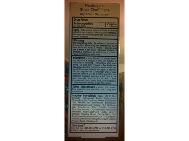 Neutrogena Sheer Zinc Face Sunscreen, SPF 50, Dry Touch, 2.0 fl oz/59 mL