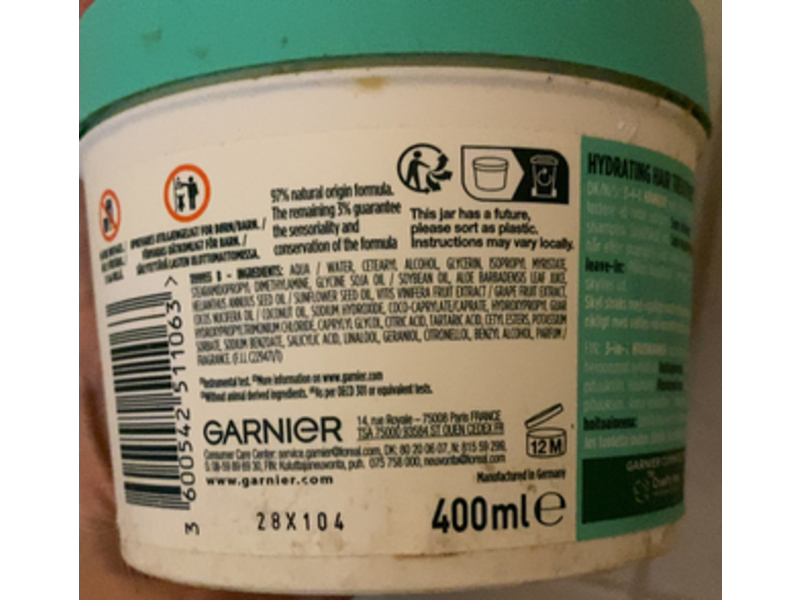 Garnier 3 In 1 Hair Mask, Aloe Vera, 400 mL