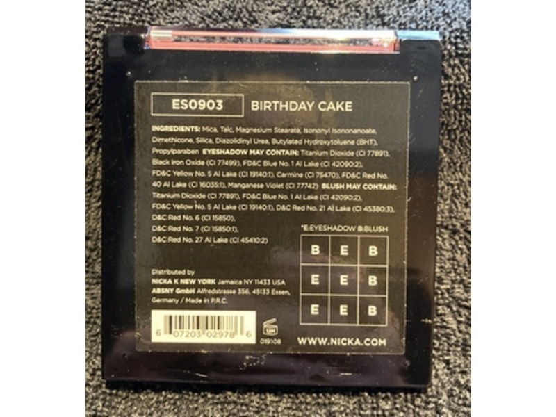 Nicka K New York Makeup Nine Color Shadow Palette, Birthday Cake, 0.4 oz/11.7 g
