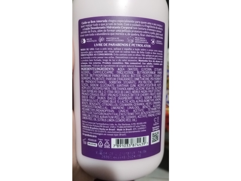 Oboticario Cuide Se Bem Body lotion, Amoruda Blackberry, 13.5 fl oz/400 mL