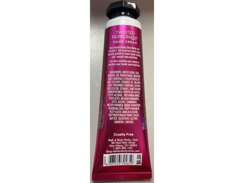 Bath & Body Works Shea Butter Hand Cream, Twisted Pepper Mint, 1 fl oz/29 mL
