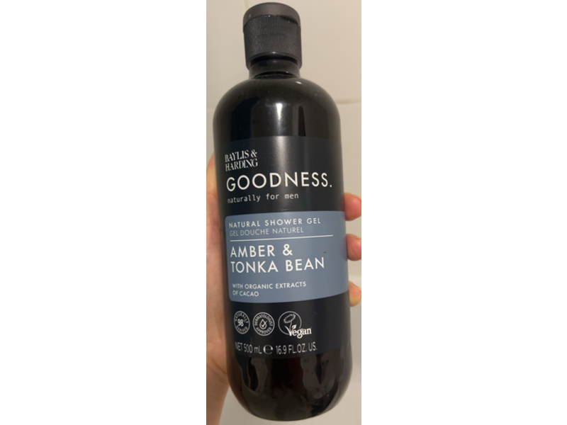 Baylis & Harding Goodness Natural Shower Gel, Amber & Tonka Bean, 16.9 fl oz/500 mL