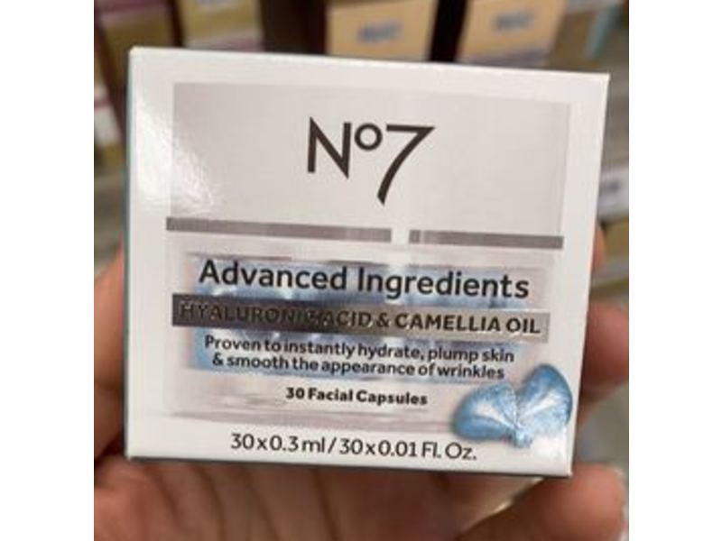 Boots No7 Advanced Ingredients Facial Capsules, Hyaluronic Acid & Camellia Oil, 30 Count