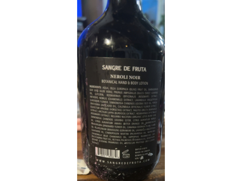 Sangre De Fruta Botanical Hand & Body Lotion, Neroli Noir, 16.9 fl oz/500 mL