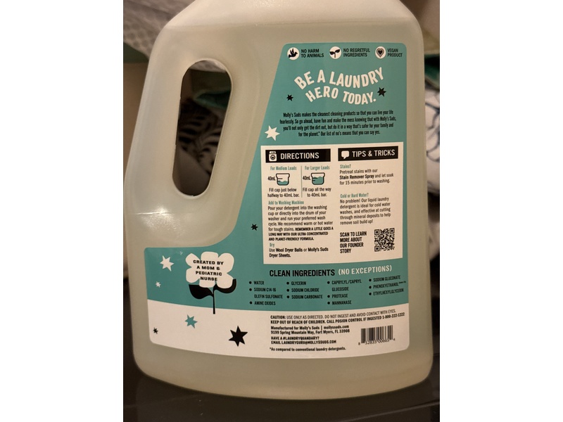 Molly's Suds Ultra Concentrated Liquid Laundry Detergent, 100 Loads, 52 fl oz