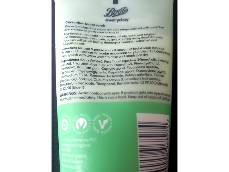 Boots Everyday Facial Scrub, Cucumber, 150 mL