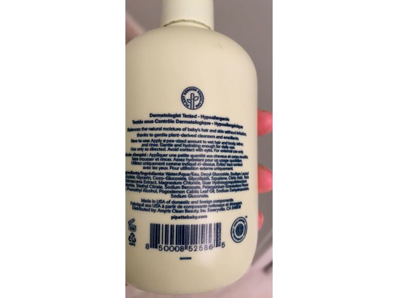 Pipette Baby Shampoo + Wash, Rose + Geranium, 11.8 fl oz/351 mL