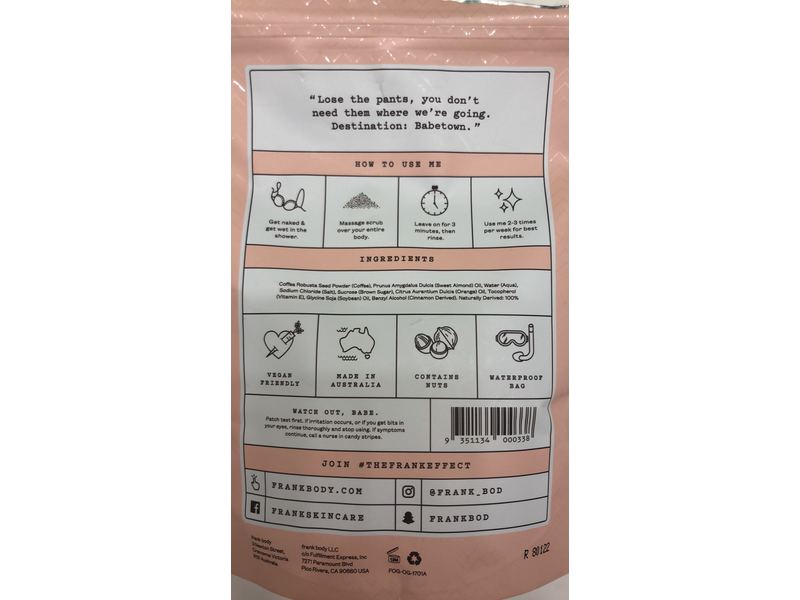 Frank Body Scrub, Original Coffee, 7 oz/200 g