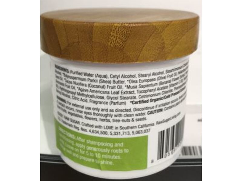 Raw Sugar Healing Power Hair Masque, Avocado Oil + Banana + Coconut Milk + Agave, 2.5 oz
