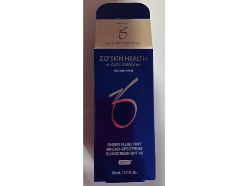 ZO Skin Health By Zein Obagi Sheer Fluid Tint Sunscreen, SPF 45, Fair-Light, 1.7 fl oz/50 mL