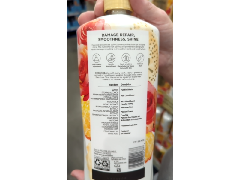 Pantene Moisturizing Conditioner, Moroccan Rose & Manuka Honey, 38.2 fl oz/1.13 L