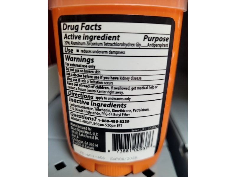 Dead Down Wind Soft Solid Antiperspirant + Deodorant, 2.25 oz/64 g