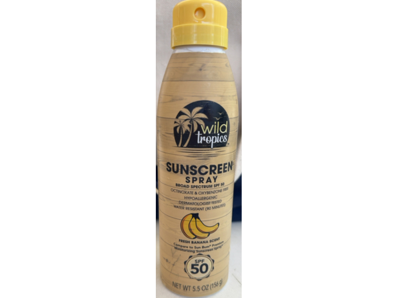 Wild Tropics Sunscreen Spray, SPF 50, Fresh Banana, 5.5 oz/156 g