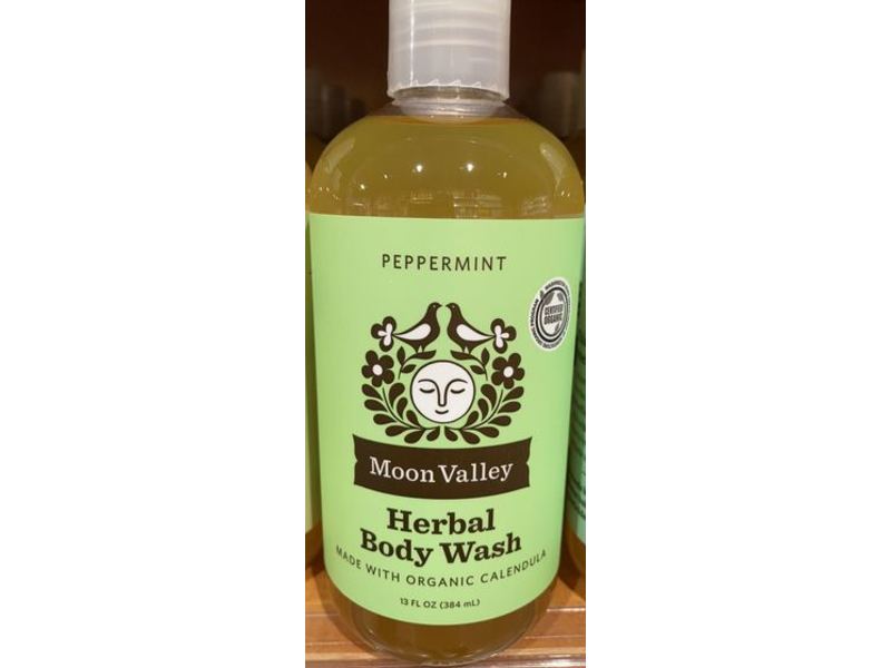 Moon Valley Herbal Body Wash, Peppermint, 13 fl oz/384 mL, Pack Of 2
