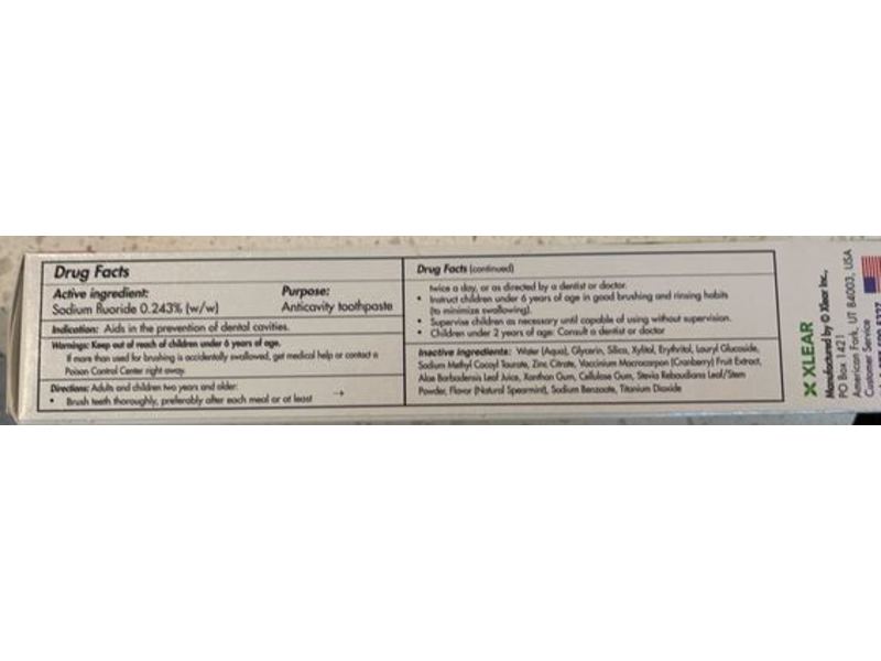 Xlear Spry Anti-Cavity Toothpaste, Spearmint, 5 oz/141 g