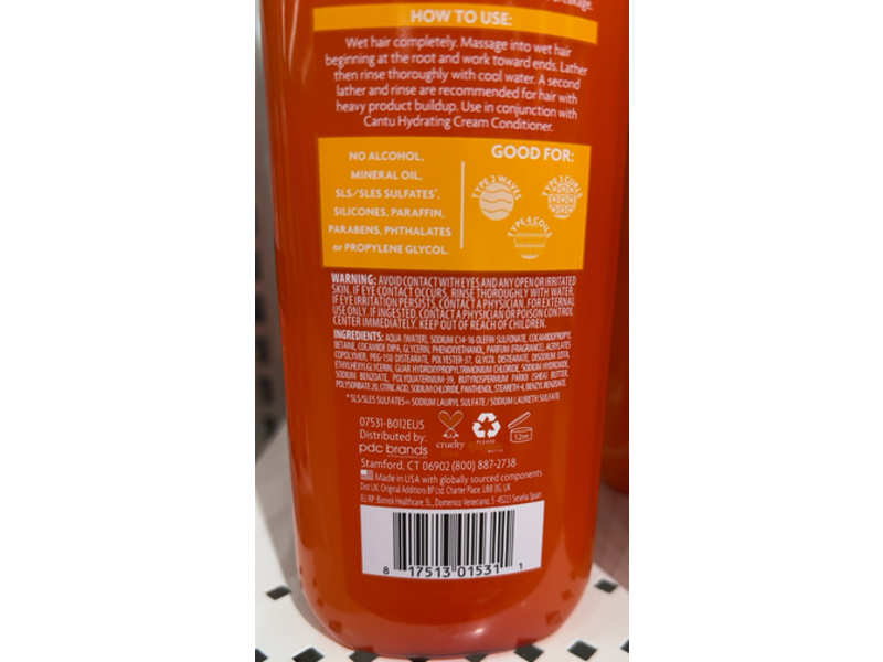 Cantu Cleansing Cream Shampoo, Shea Butter, 13.5 fl oz/400 mL