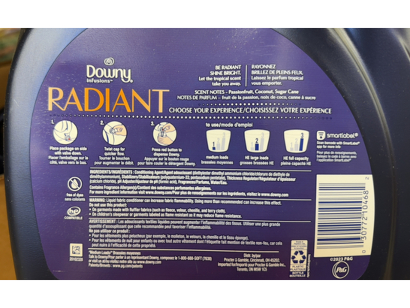 Downy Infusions Radiant Liquid Fabric Softener, Pineapple & Coconut Grove, 170 Loads, 115 fl oz/3.40 L