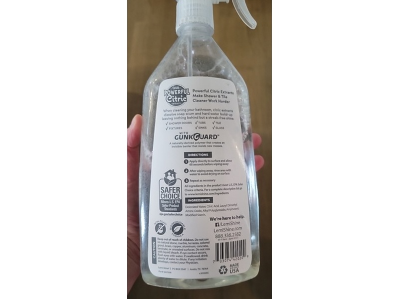 Lemi Shine Shower + Tile Cleaner, Powerful Citric, 28 fl oz/828 mL
