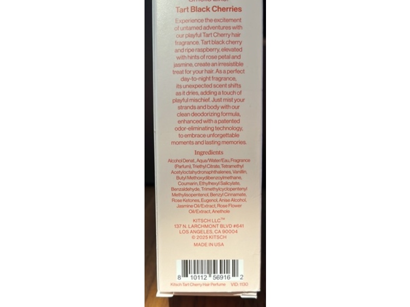 Kitsch Hair Perfume, Tart Cherry, 1.7 fl oz/50 mL