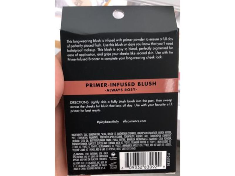 e.l.f. Cosmetics Primer Infused Blush, Always Rosy, 0.35 oz/10 g