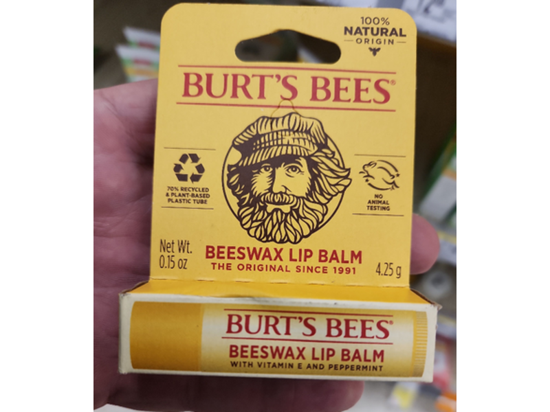 Burt's Bee Beeswax Lip Balm, Vitamin E & Peppermint, 0.15 oz/4.25 g