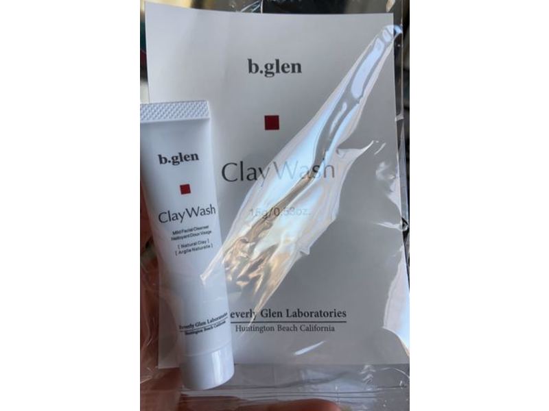 b. glen Clay Wash Mild Facial Cleanser, Natural Clay, 0.53 oz/15 g