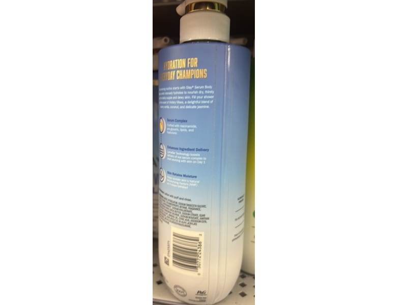 Olay Hyaluronic Serum Complex Body Wash, Victory Vibes Vanilla Scent, 20 fl oz/591 mL