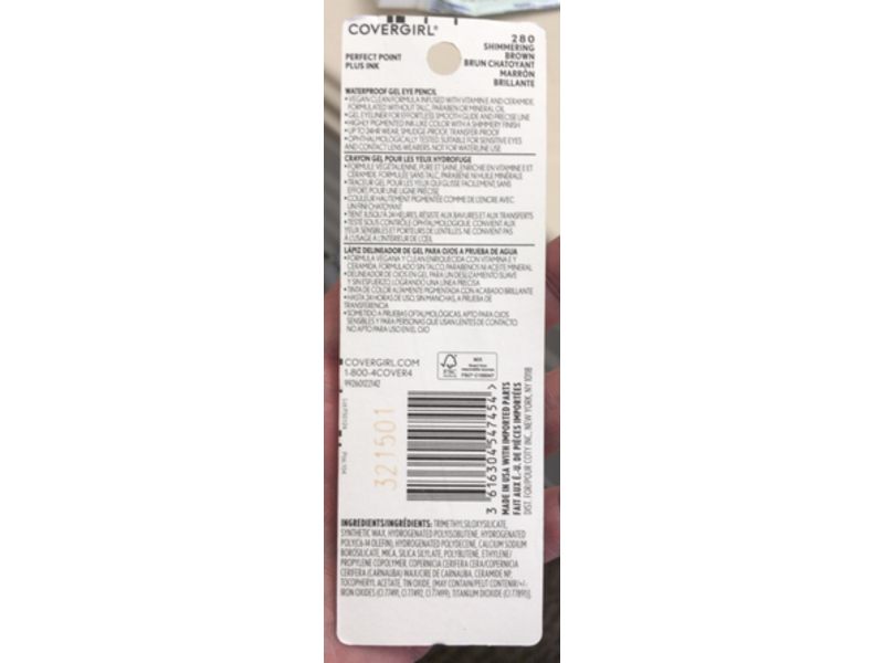 Covergirl Perfect Point Plus Ink Gel Eye Pencil, 280 Shimmering Brown, 0.009 oz/0.28 g