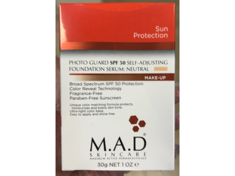 M.A.D Photo Guard Self-Adjusting Foundation Serum, Neutral, SPF 50, 1 oz/30 g