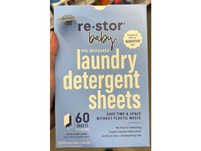Re.stor Baby Laundry Detergent Sheets, 60 Loads, 78 fl oz, 60 Count