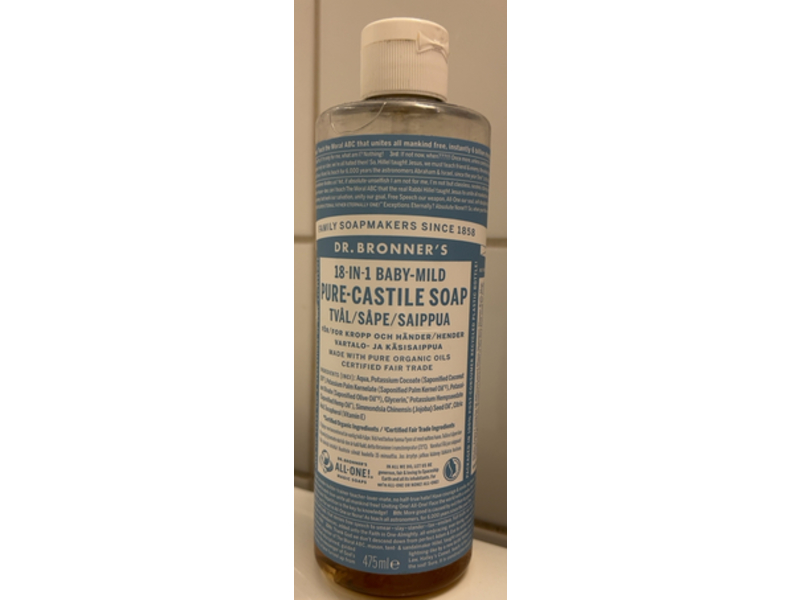 Dr. Bronner's 18-In-1 Baby Mild Pure Castile Soap, 475 mL