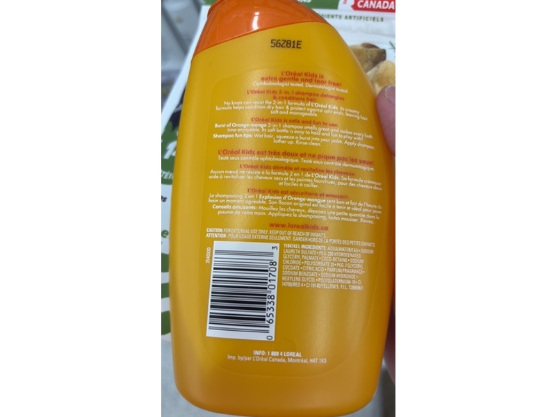 L'Oreal Kids 2 In 1 Extra Gentle Shampoo, Burst Of Orange-Mango, 265 mL