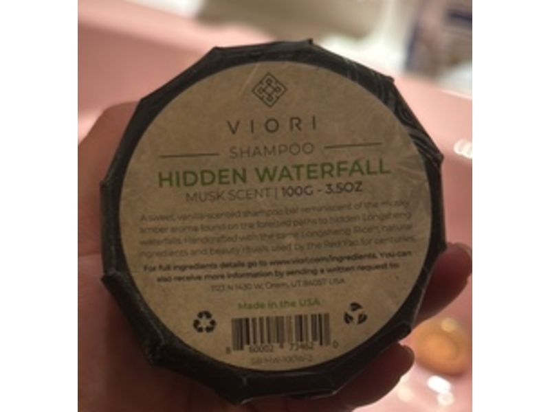 Viori Hidden Waterfall Shampoo, Musk Scent, 3.5 oz/100 g